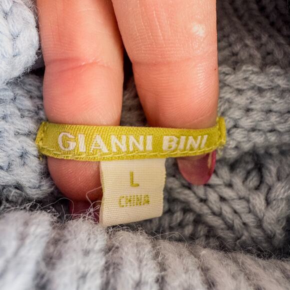 Gianni Bini Light Stone Blue Cable Knit Sleeveless Turtleneck Sweater-Size LG - Picture 6 of 8